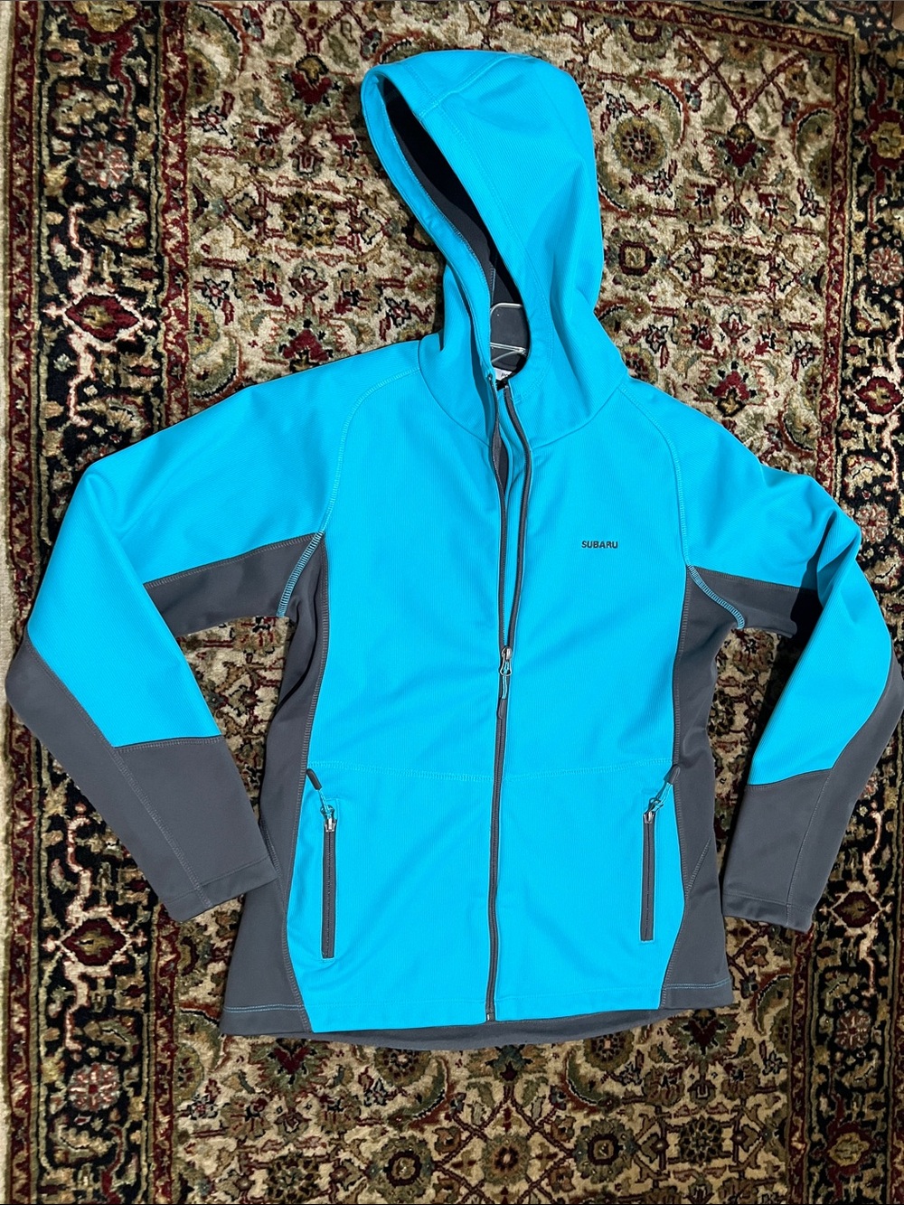 Subaru Port Authority Teal and Gray Hooded Softshell Jacket Size Small